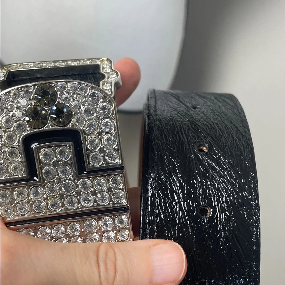 NEW Black Belt with Crystal Embellished Buckle